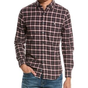 Todd Snyder Flannel Button Down Shirt Mens medium Grey red Plaid Cotton NYC gorp
